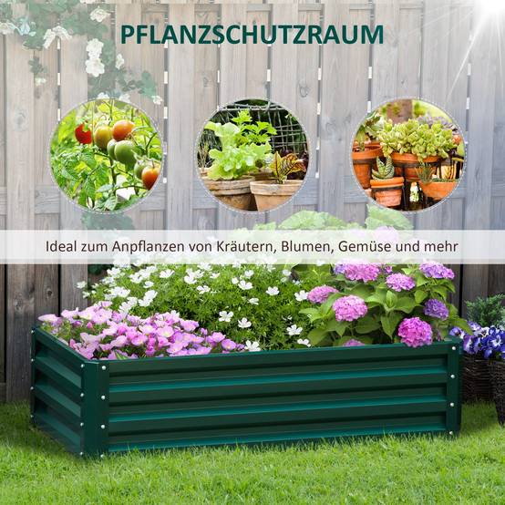 Carré potager acier galvanisé jardin balcon culture légumes 120x60x30,5cm vert - ComfortXL Outdoor Living - Image 6