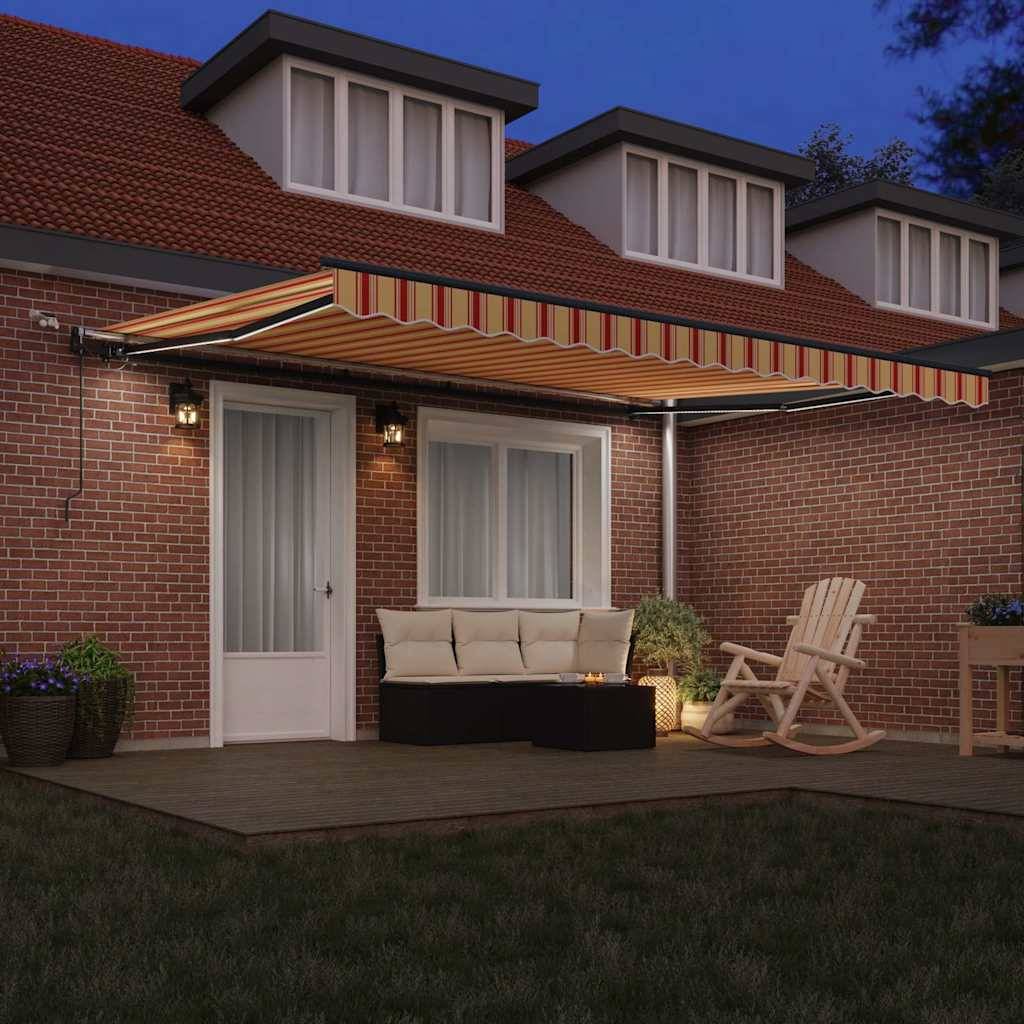 Store Motorisé Extérieur Toile Polyester Anti-UV pour Balcon et Patio Jaune et Orange 450x300 cm – ComfortXL Outdoor Living - Image 3