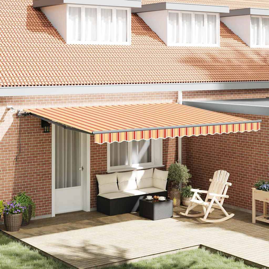 Store Motorisé Extérieur Toile Polyester Anti-UV pour Balcon et Patio Jaune et Orange 450x300 cm – ComfortXL Outdoor Living - Image 1