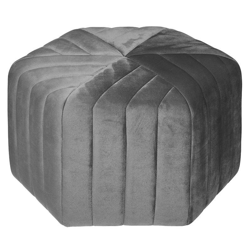 Atmosphera - Pouf velours Seis hexagonal gris Atmosphera - Image 1