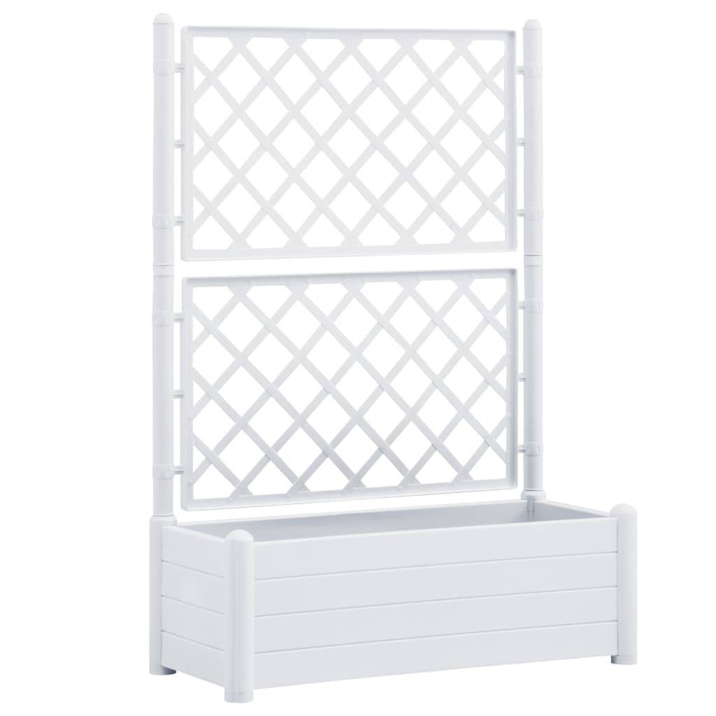 Jardinière avec treillis - Bac à Fleurs - Pot De Fleurs 100x43x142 cm PP Blanc - Image 1