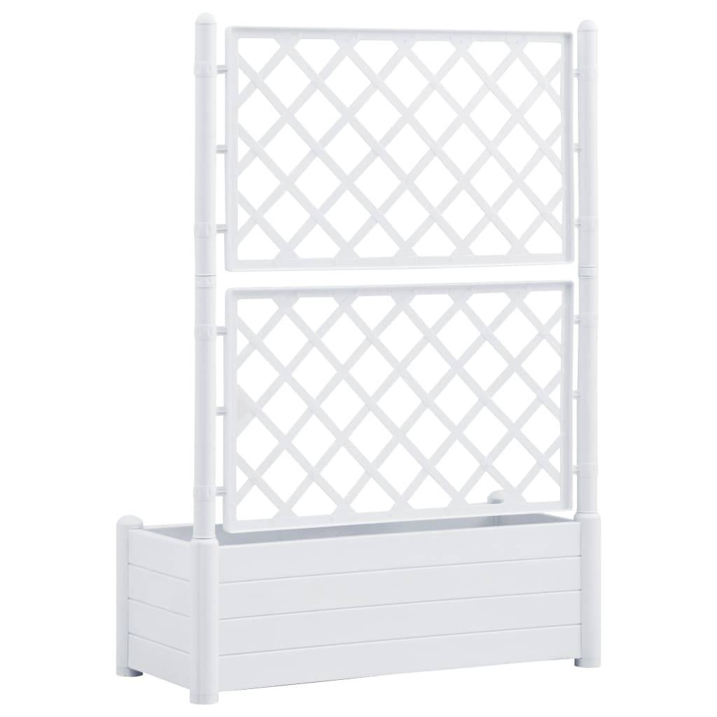 Jardinière avec treillis - Bac à Fleurs - Pot De Fleurs 100x43x142 cm PP Blanc - Image 5
