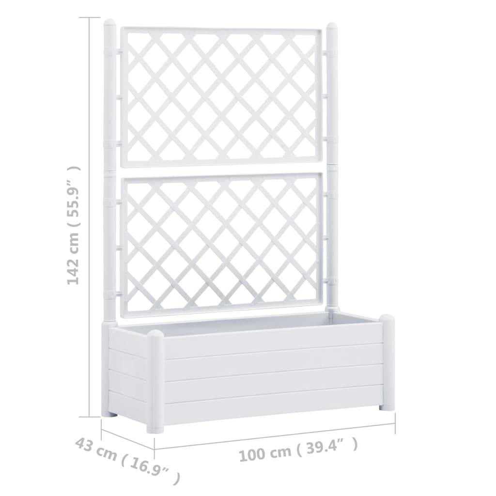 Jardinière avec treillis - Bac à Fleurs - Pot De Fleurs 100x43x142 cm PP Blanc - Image 7