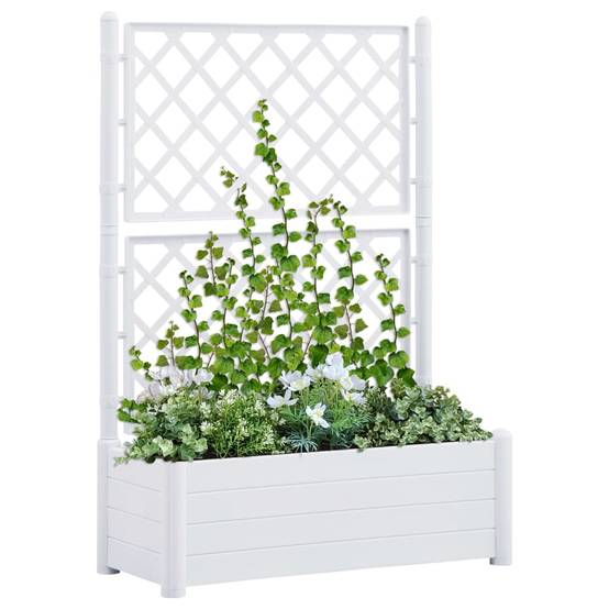 Jardinière avec treillis - Bac à Fleurs - Pot De Fleurs 100x43x142 cm PP Blanc - Image 2