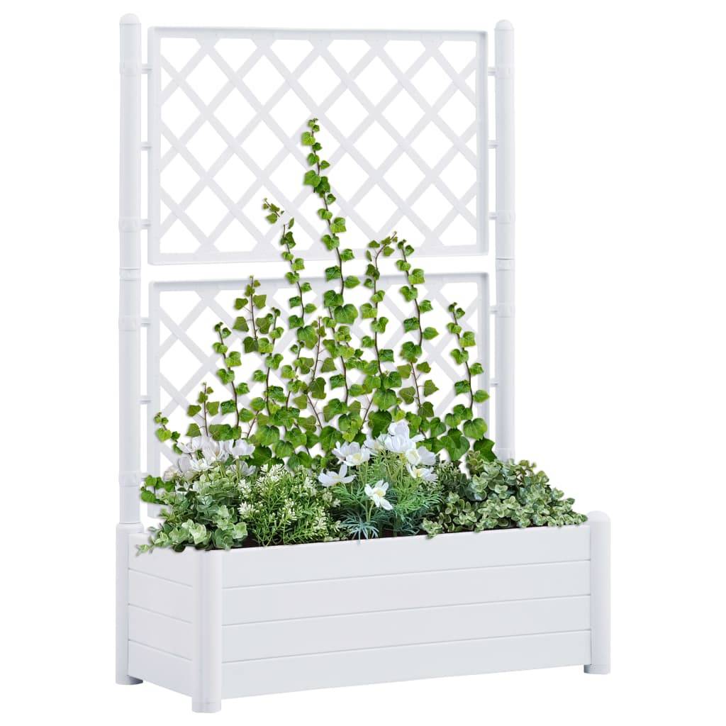 Jardinière avec treillis - Bac à Fleurs - Pot De Fleurs 100x43x142 cm PP Blanc - Image 2