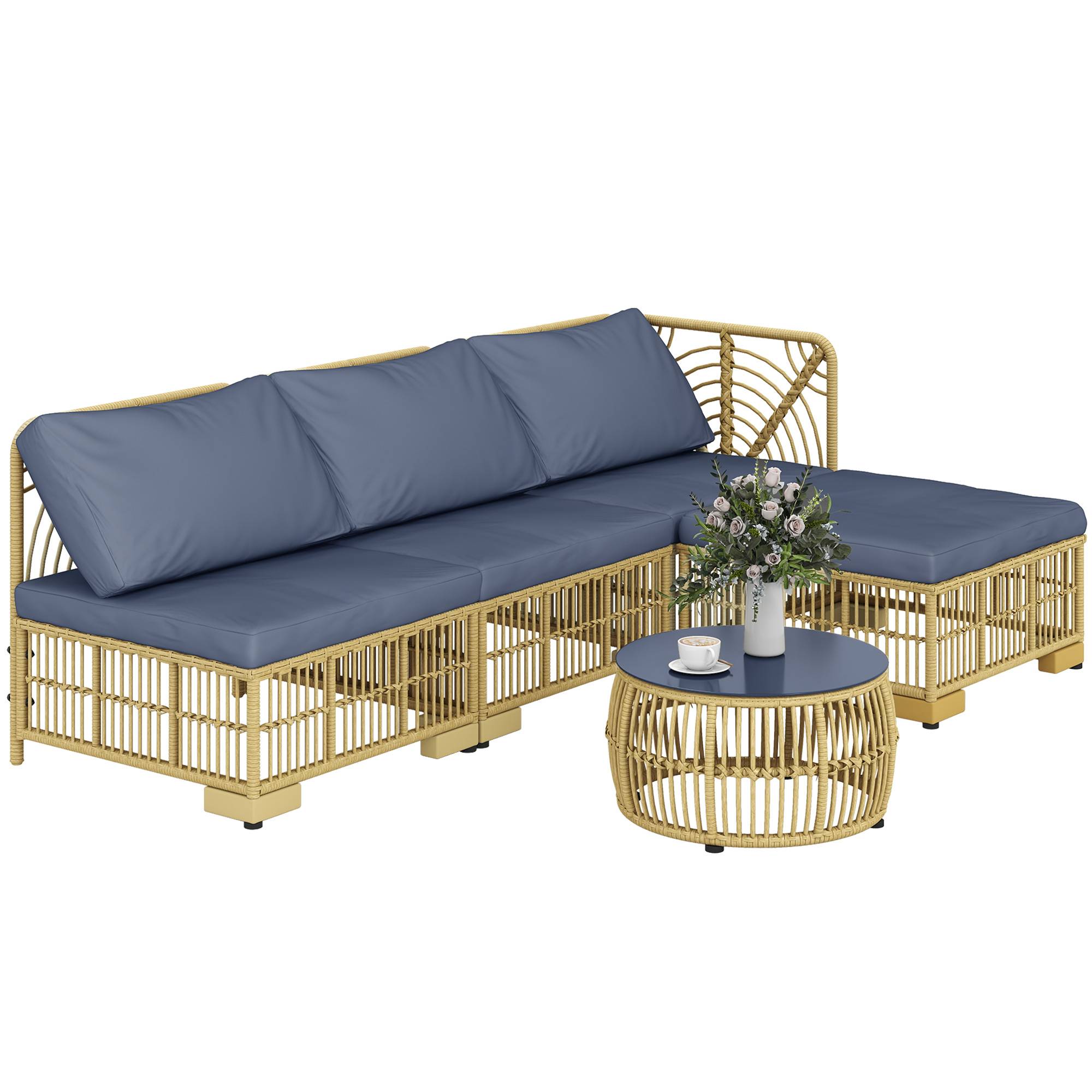 ComfortXL - Salon de jardin modulable 5 pièces acier résine tressée patio gris - ComfortXL Outdoor Living - Image 1