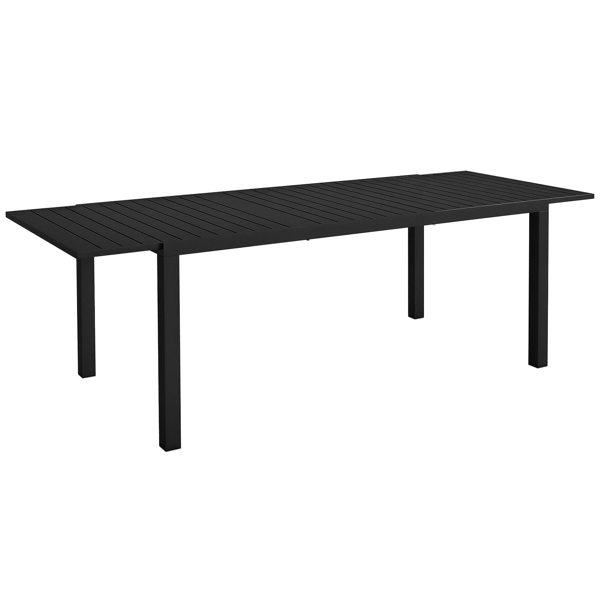 Table de jardin extensible en aluminium rectangulaire 6 - 8 personnes, dim. 180/240L x 94l x 73H cm, noir - Image 1