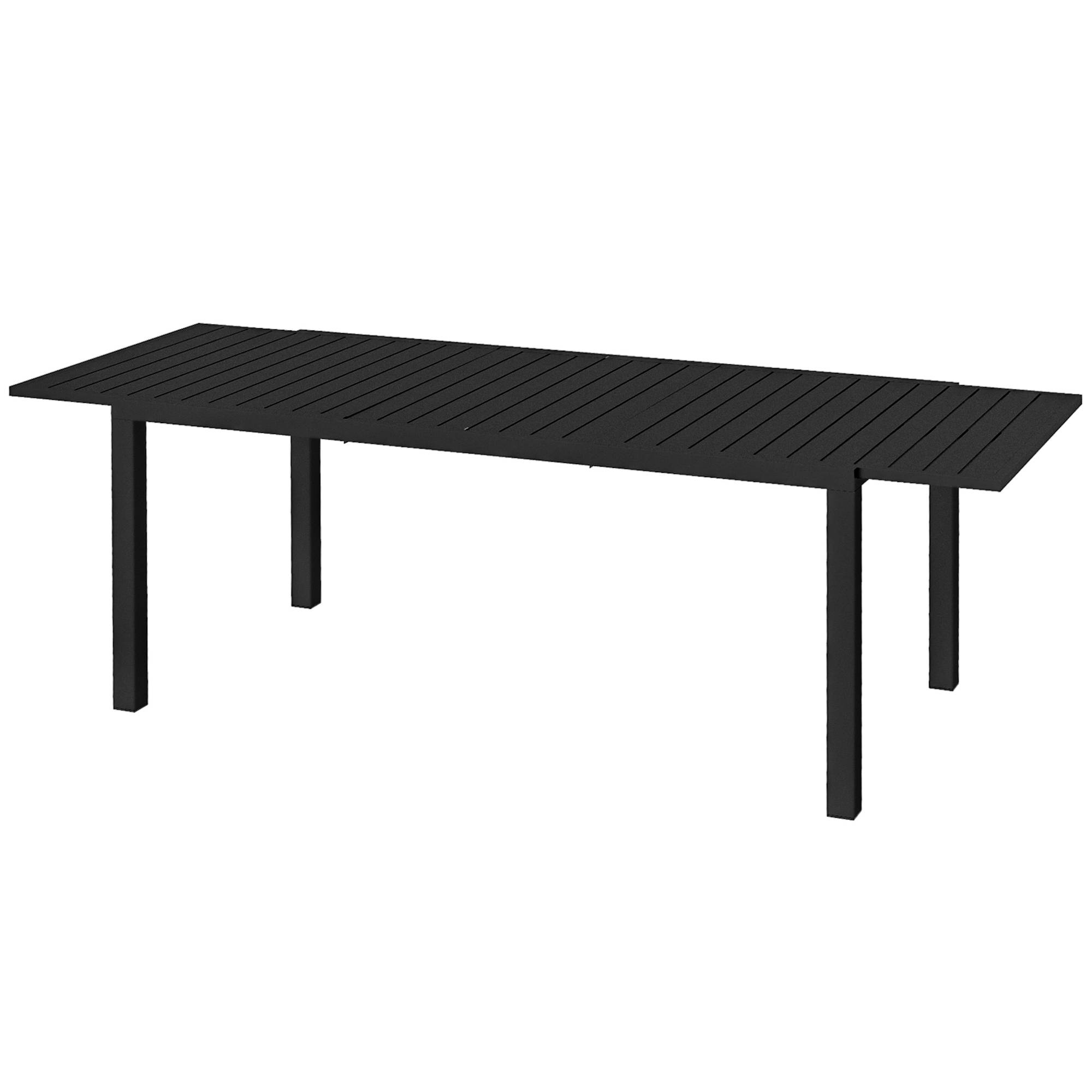 Table de jardin extensible en aluminium rectangulaire 6 - 8 personnes, dim. 180/240L x 94l x 73H cm, noir - Image 2