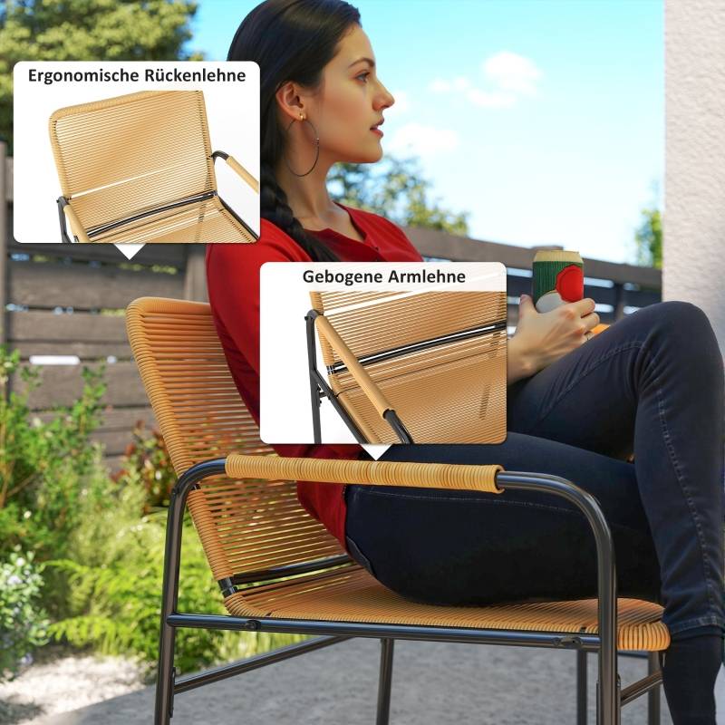 Ensemble Détente Extérieur avec 2 Fauteuils et 1 Table pour balcon Acier Jaune - Image 8