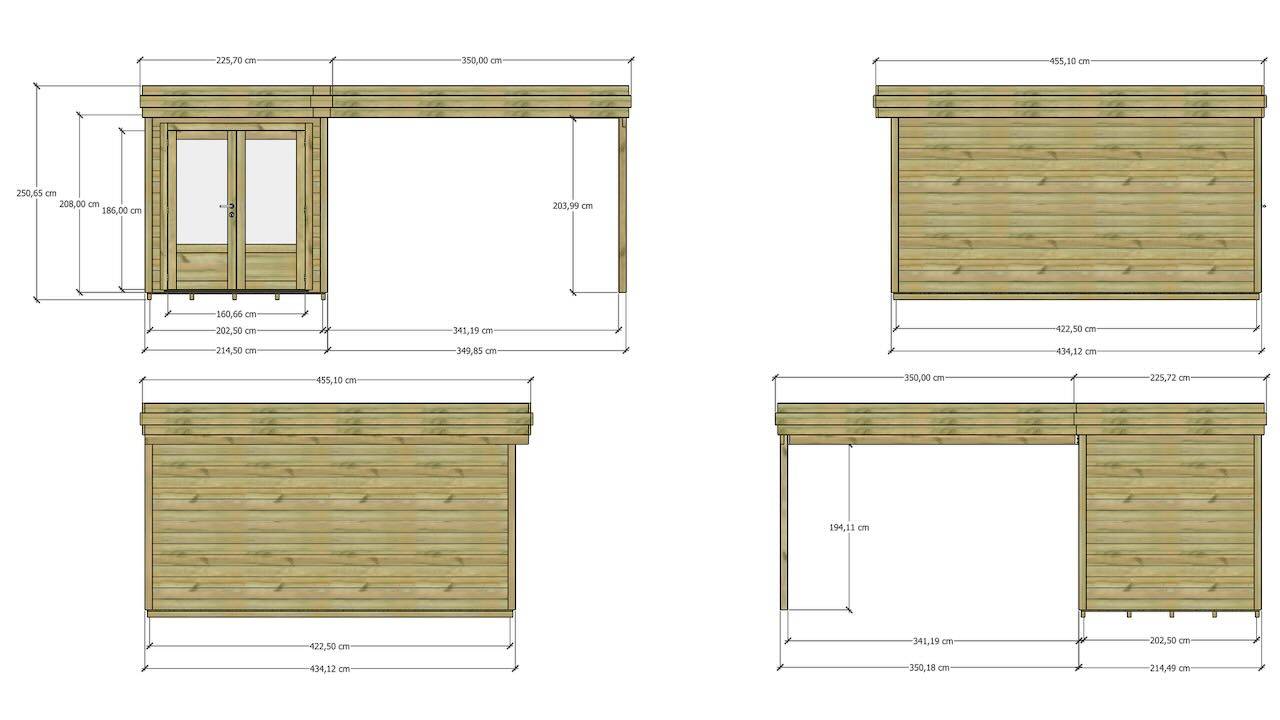 Abri Français - ABRI DE JARDIN bois Pin traité autoclave 27mm - 5,64x4,34m / 24m2 - Bac acier - Plancher bois - Image 4