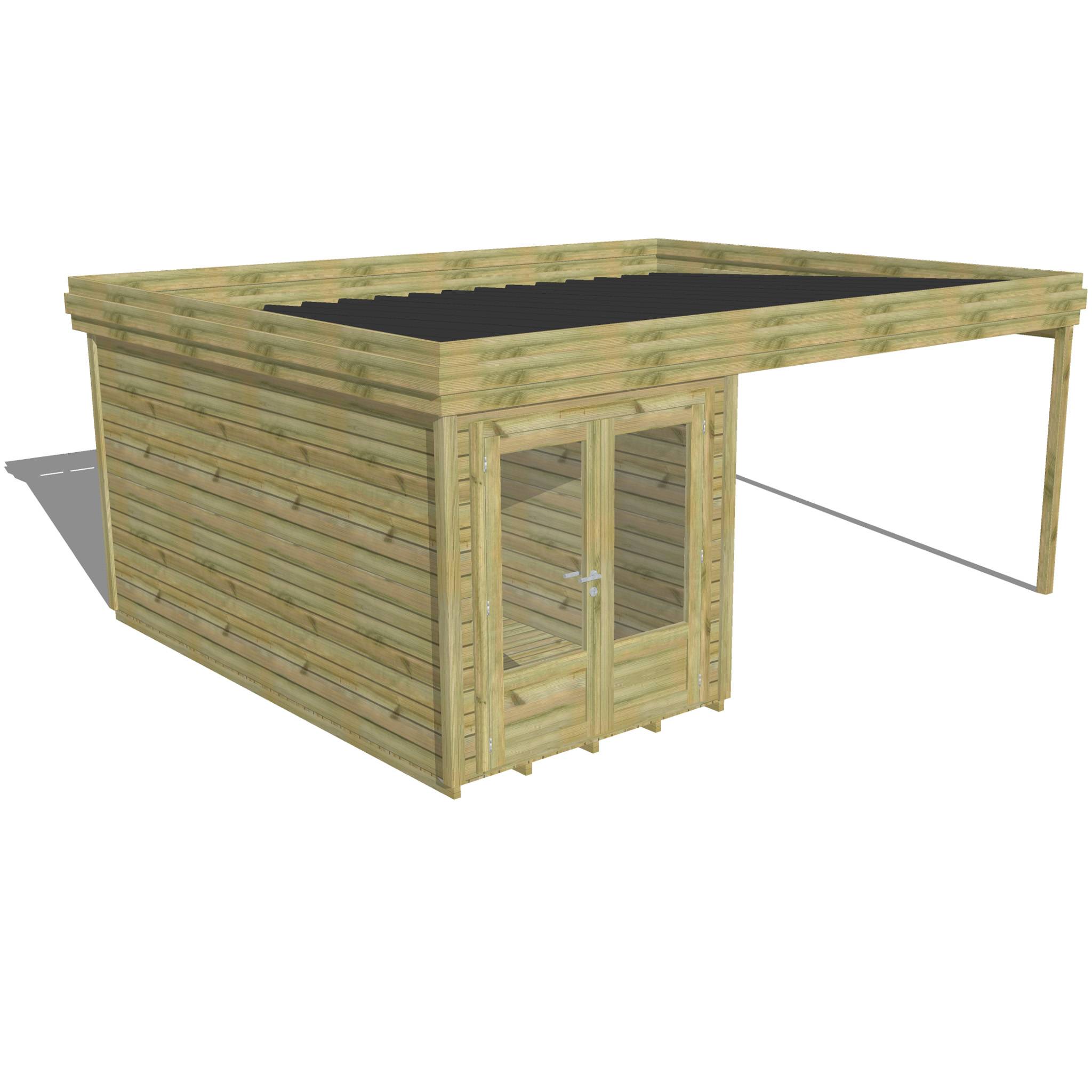 Abri Français - ABRI DE JARDIN bois Pin traité autoclave 27mm - 5,64x4,34m / 24m2 - Bac acier - Plancher bois - Image 1