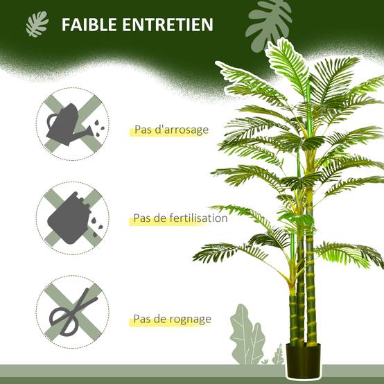 Palmier Areca Artificiel PEVA Décoration Intérieure Tropicale 190cm Vert - ComfortXL Outdoor Living - Image 7