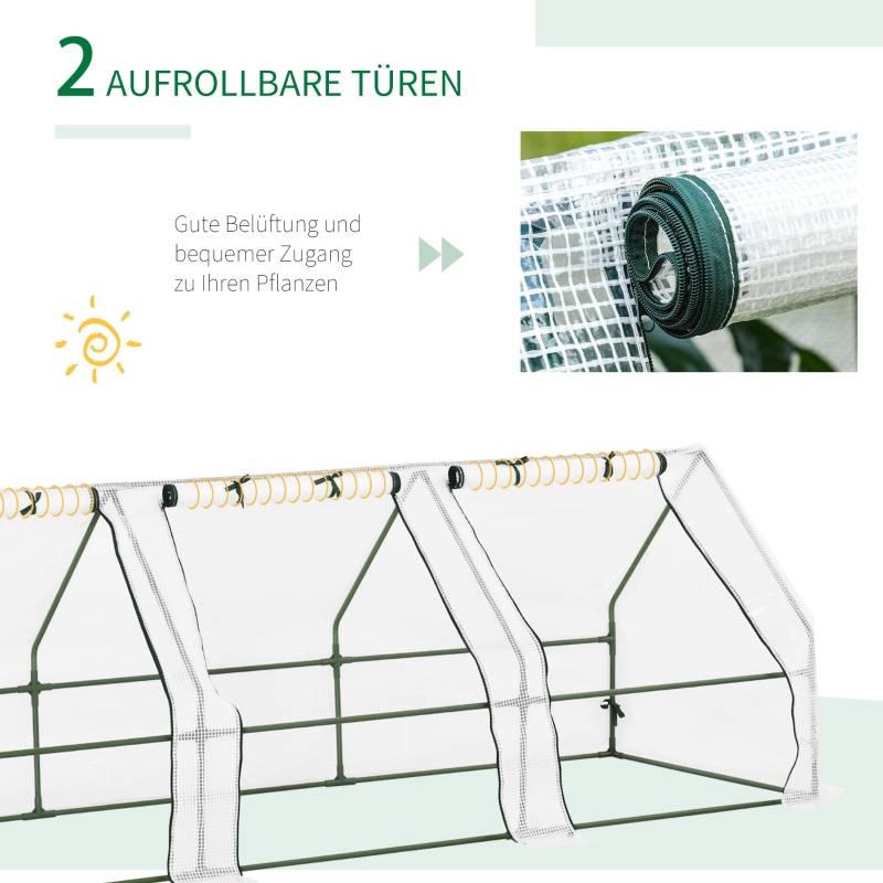 Serre Tunnel Jardin Acier PE 3 Fenêtres Tomates 270x90cm Blanc - ComfortXL Outdoor Living - Image 4