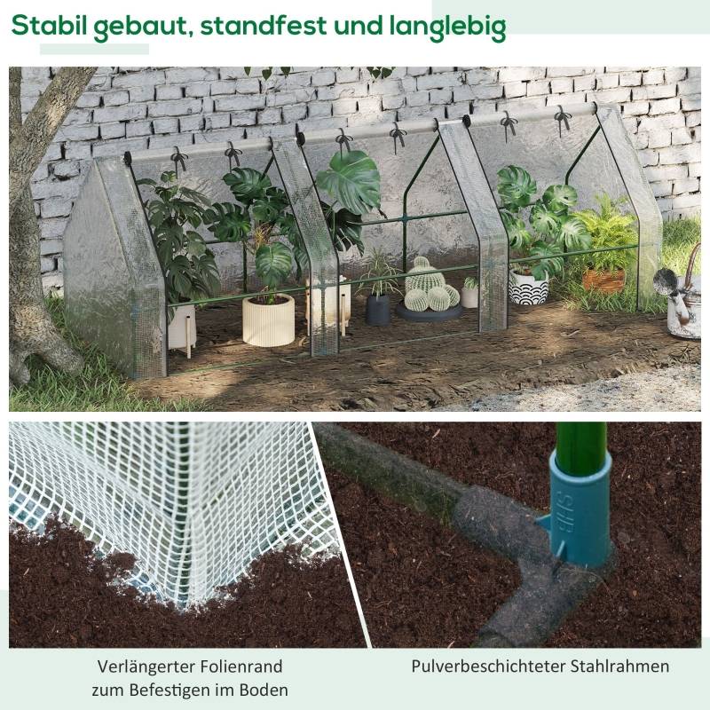 Serre Tunnel Jardin Acier PE 3 Fenêtres Tomates 270x90cm Blanc - ComfortXL Outdoor Living - Image 6