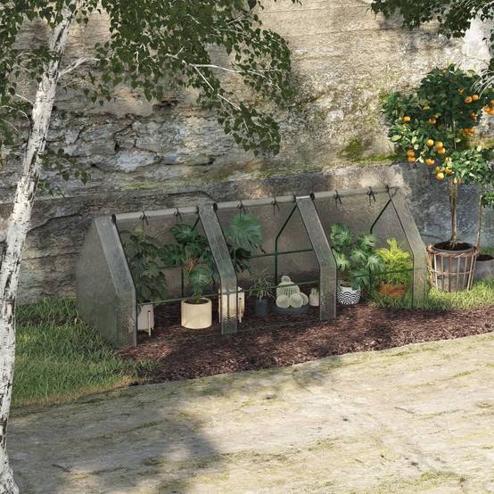 Serre Tunnel Jardin Acier PE 3 Fenêtres Tomates 270x90cm Blanc - ComfortXL Outdoor Living - Image 1