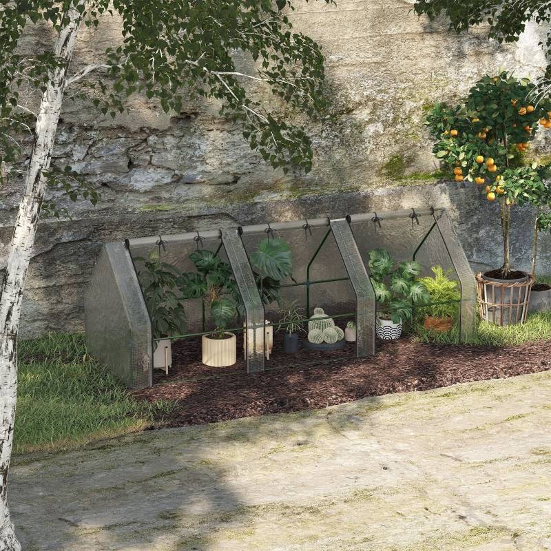 Serre Tunnel Jardin Acier PE 3 Fenêtres Tomates 270x90cm Blanc - ComfortXL Outdoor Living - Image 1
