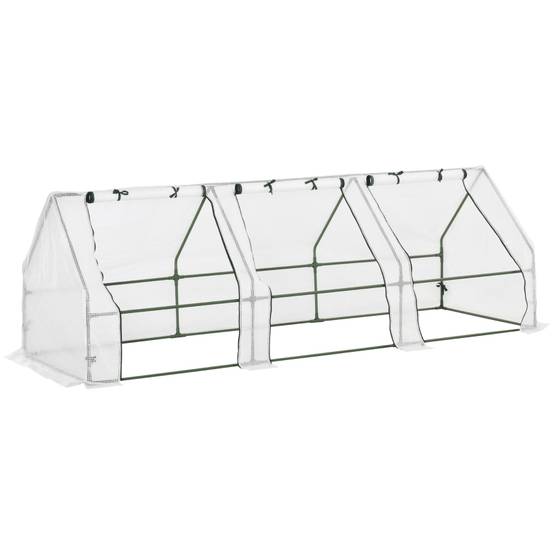 Serre Tunnel Jardin Acier PE 3 Fenêtres Tomates 270x90cm Blanc - ComfortXL Outdoor Living - Image 2