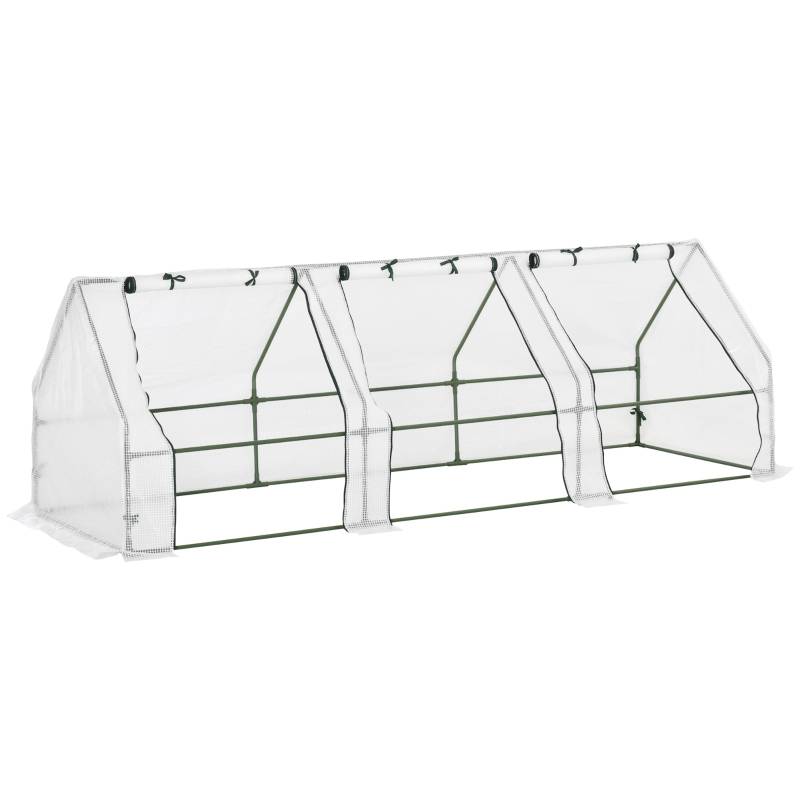 Serre Tunnel Jardin Acier PE 3 Fenêtres Tomates 270x90cm Blanc - ComfortXL Outdoor Living - Image 2