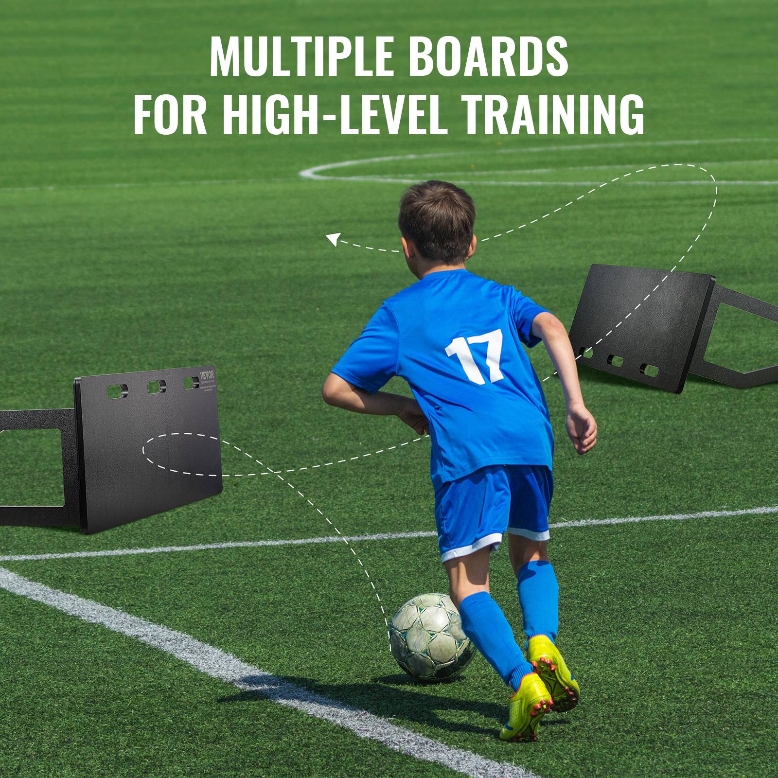 VEVOR Planche rebond foot 100x40cm, HDPE, 2 angles, pour entraînement passes et tirs. - Image 6