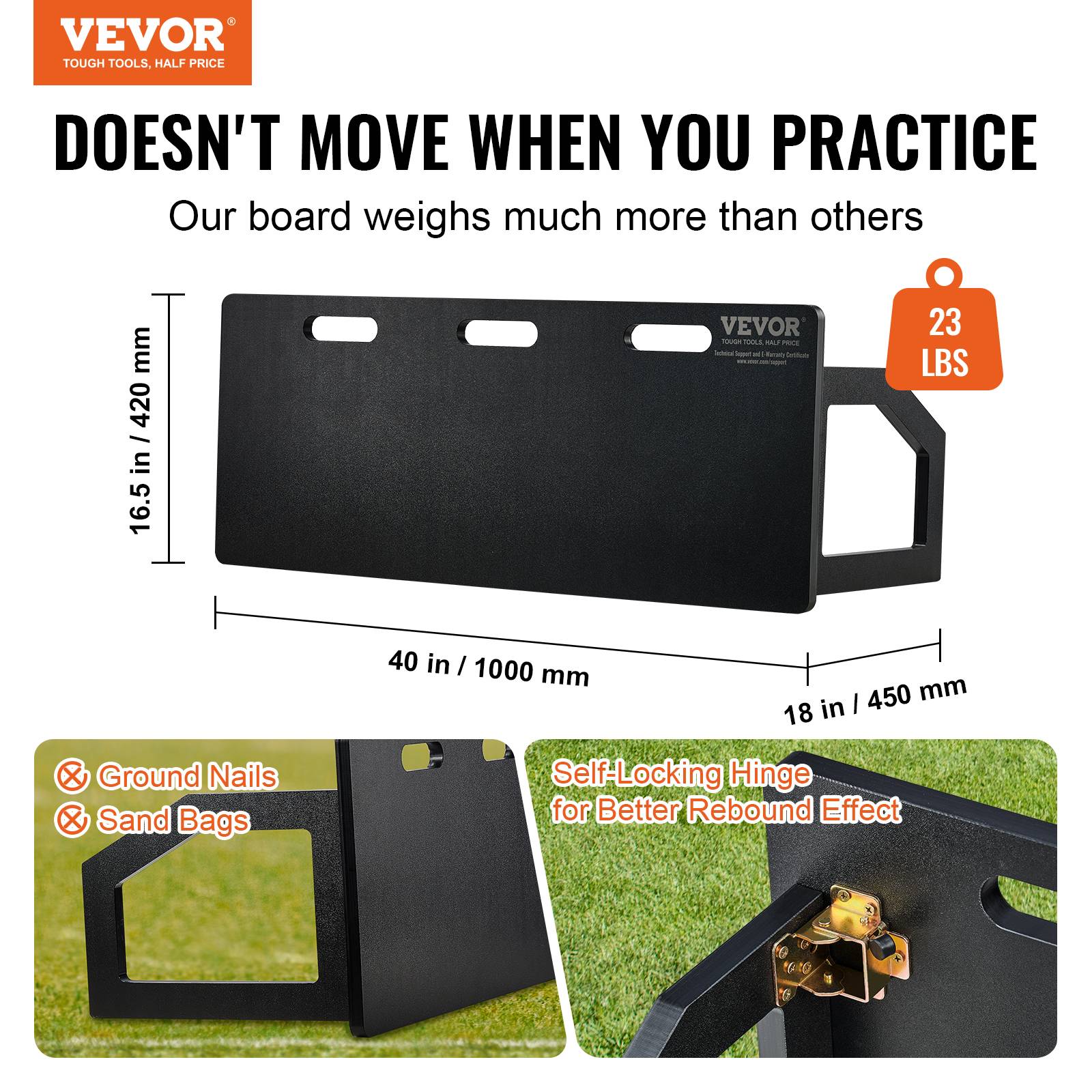 VEVOR Planche rebond foot 100x40cm, HDPE, 2 angles, pour entraînement passes et tirs. - Image 2