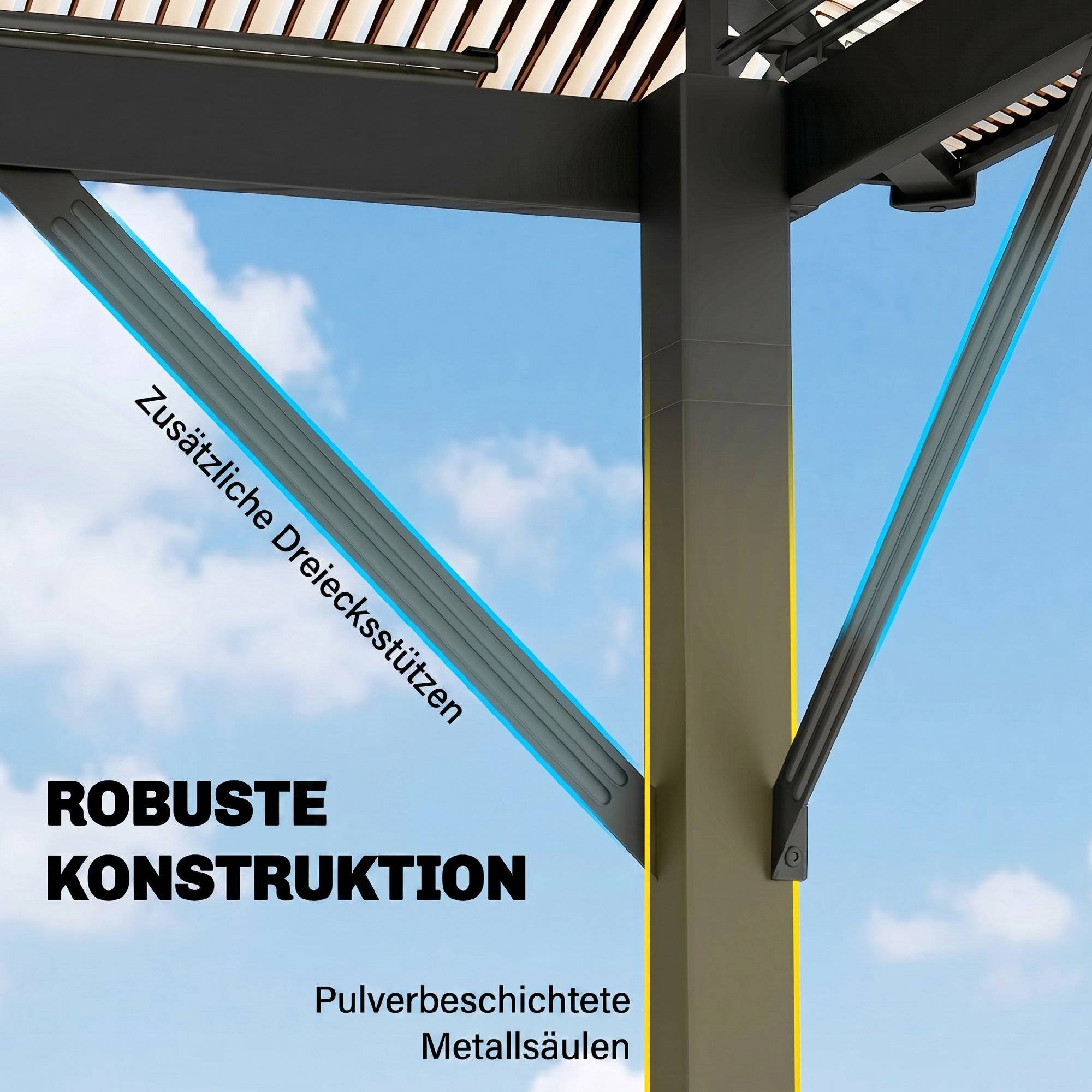 Pavillon toit polycarbonate rideaux moustiquaire structure alu gris foncé 3x3 m - Image 8
