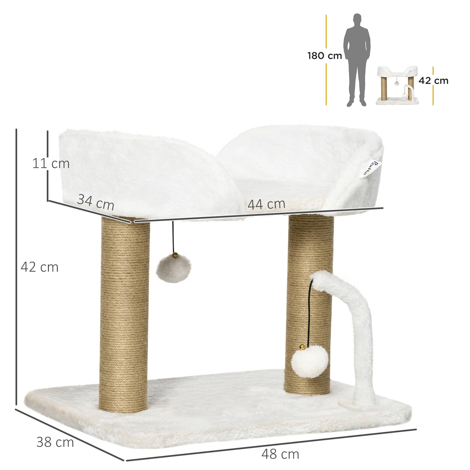Griffoir avec plateforme sisal et peluche beige 48 x 38 x 42 cm - PANGIVO - Image 5