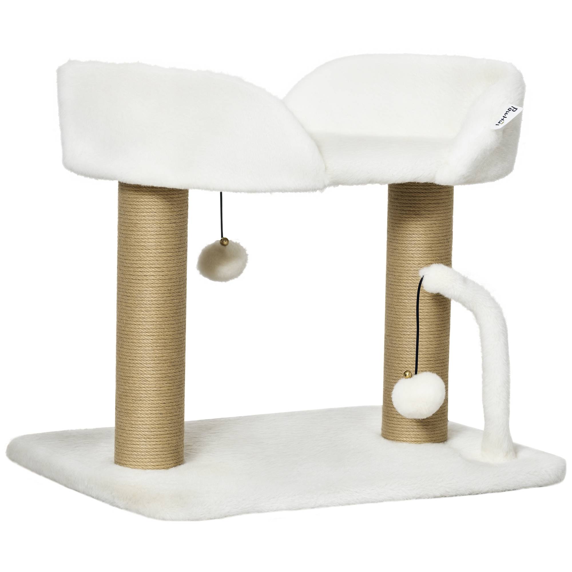 Griffoir avec plateforme sisal et peluche beige 48 x 38 x 42 cm - PANGIVO - Image 1