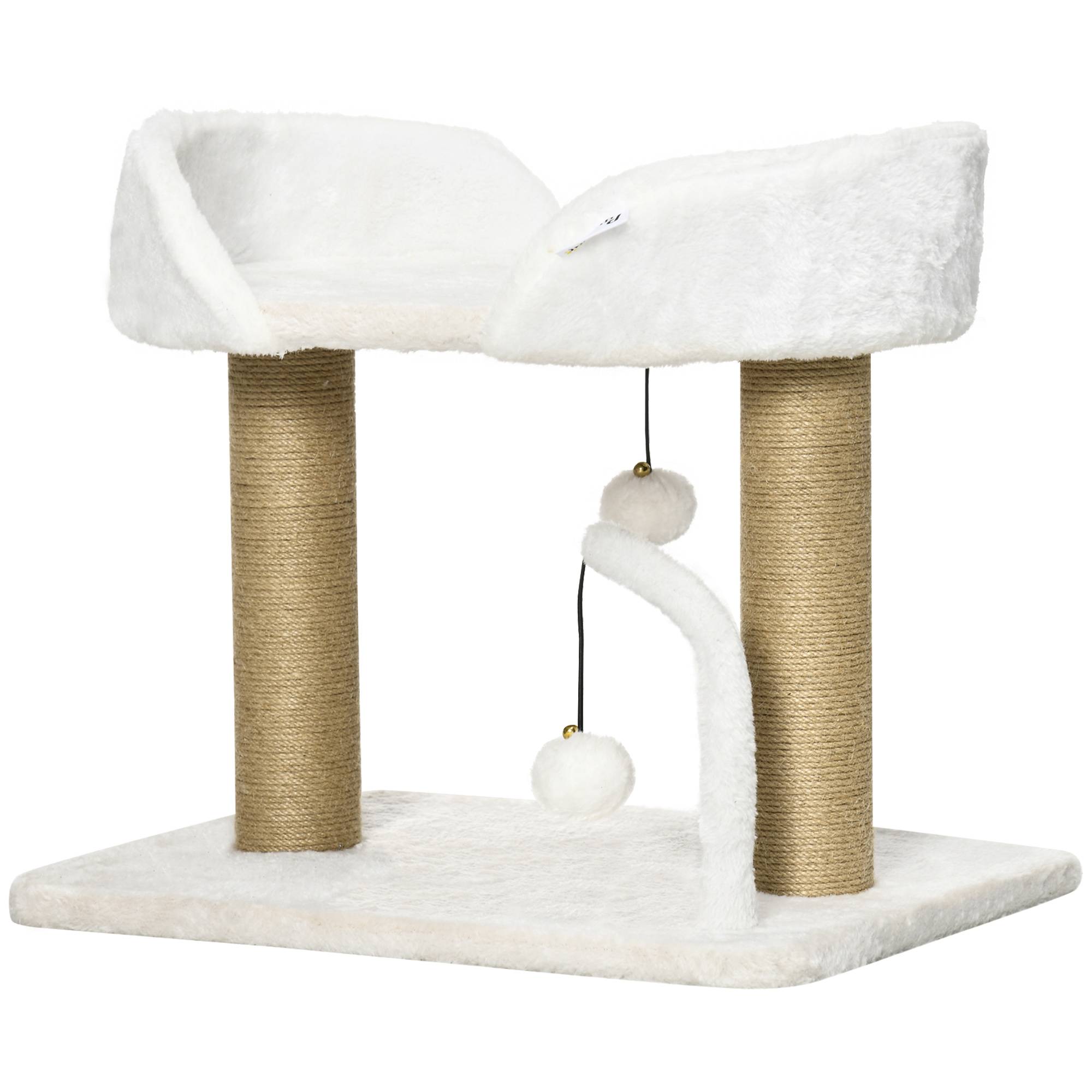 Griffoir avec plateforme sisal et peluche beige 48 x 38 x 42 cm - PANGIVO - Image 2