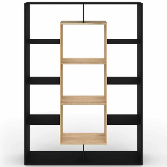 Etagère bibliothèque COLETTE avec 11 compartiments noir et effet bois 143 cm - Image 3