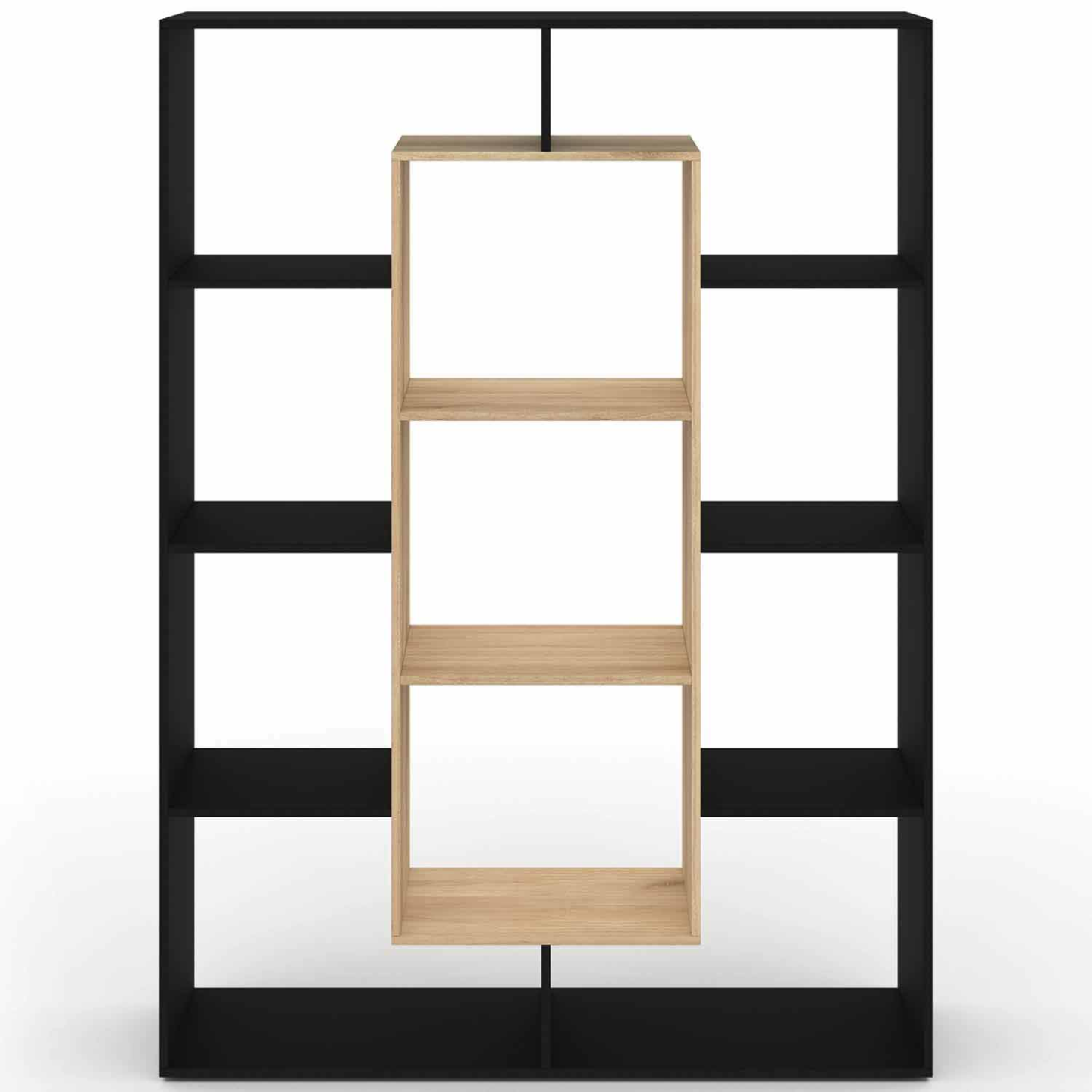Etagère bibliothèque COLETTE avec 11 compartiments noir et effet bois 143 cm - Image 3