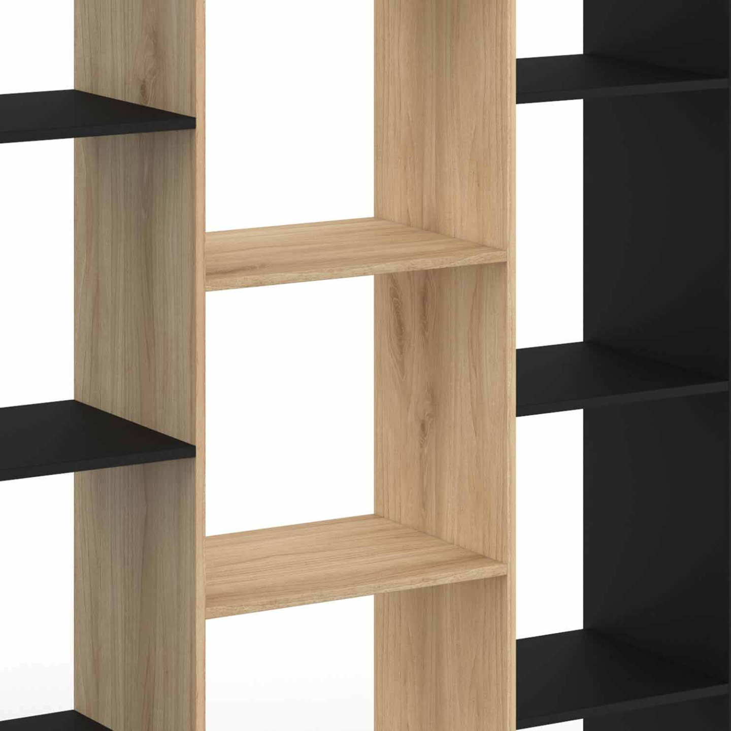 Etagère bibliothèque COLETTE avec 11 compartiments noir et effet bois 143 cm - Image 5