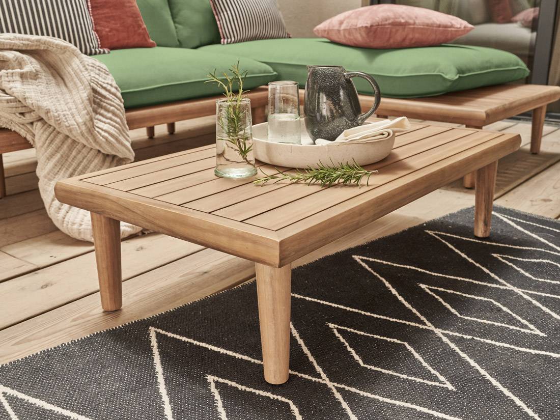 Best Mobilier - Papeete - salon bas de jardin avec coussins vert - 4 places + table - en bois d'acacia FSC  100% - Best Mobilier - Image 4