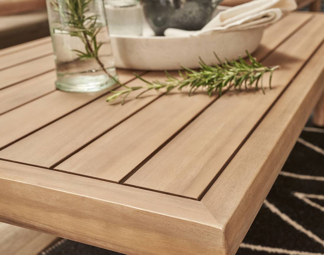 Best Mobilier - Papeete - salon bas de jardin avec coussins vert - 4 places + table - en bois d'acacia FSC  100% - Best Mobilier - Image 6
