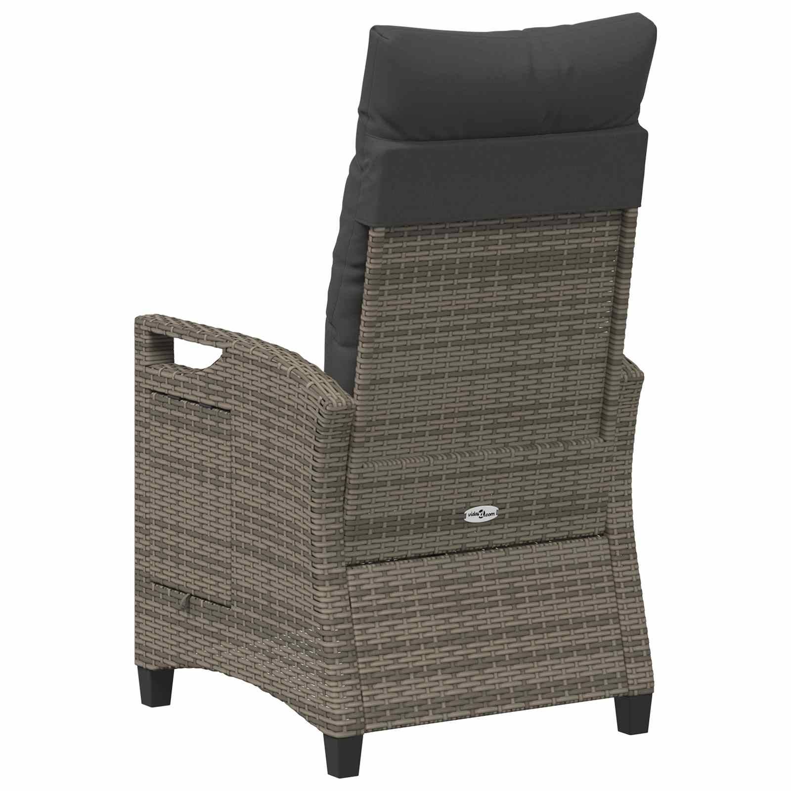 PANGIVO - Chaise de jardin inclinable polyrotin gris et gris foncé 56 x 60 x 112 cm - PANGIVO - Image 7