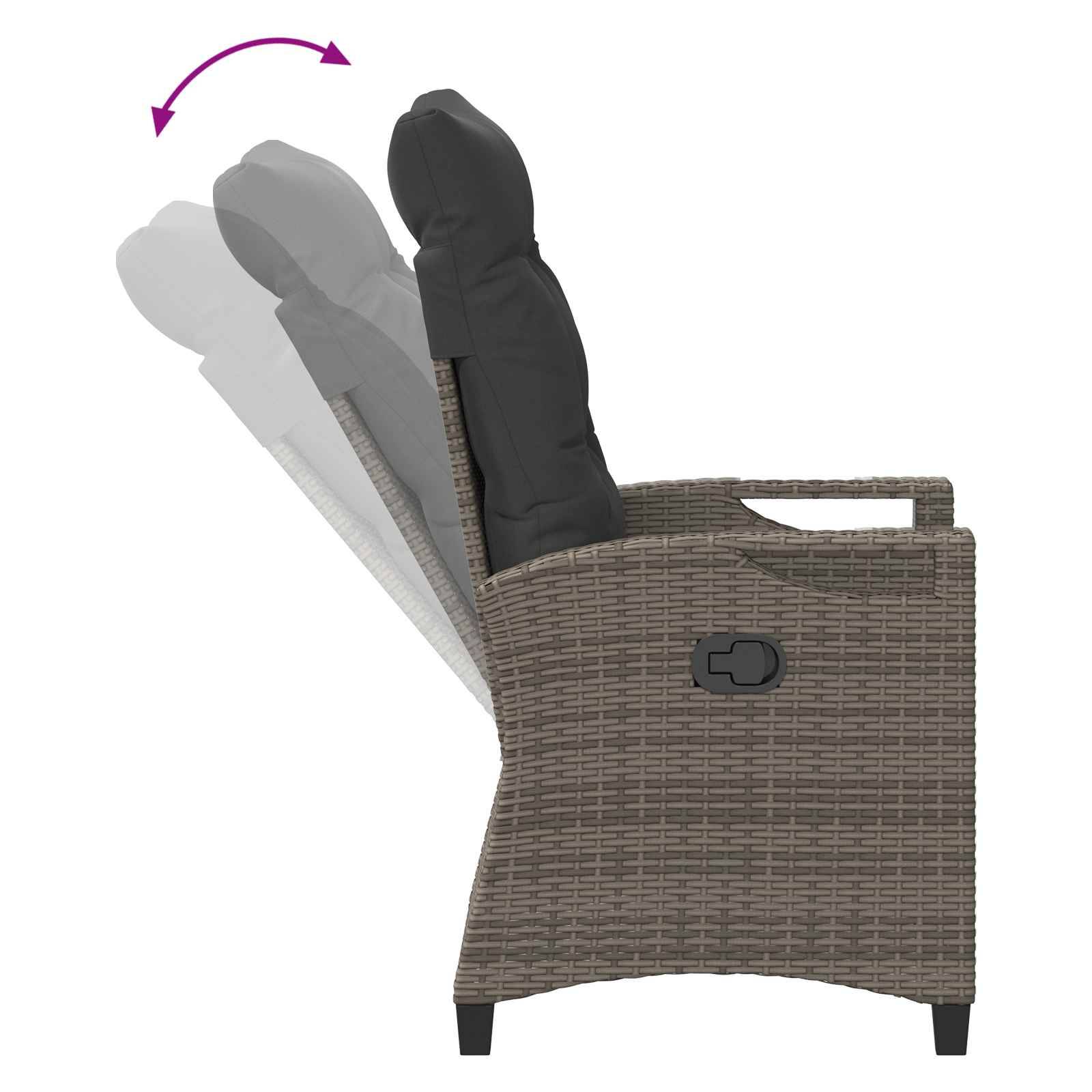 PANGIVO - Chaise de jardin inclinable polyrotin gris et gris foncé 56 x 60 x 112 cm - PANGIVO - Image 9