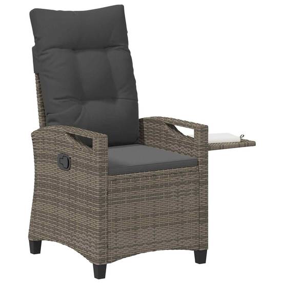 PANGIVO - Chaise de jardin inclinable polyrotin gris et gris foncé 56 x 60 x 112 cm - PANGIVO - Image 3