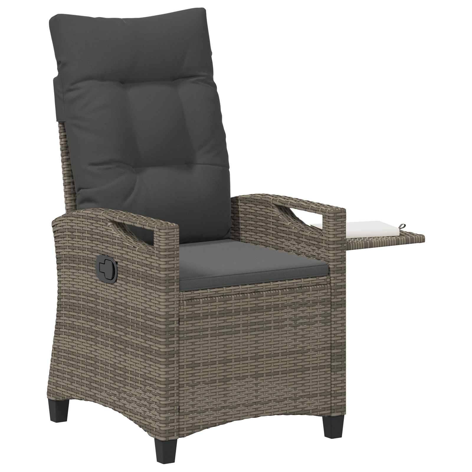 PANGIVO - Chaise de jardin inclinable polyrotin gris et gris foncé 56 x 60 x 112 cm - PANGIVO - Image 3