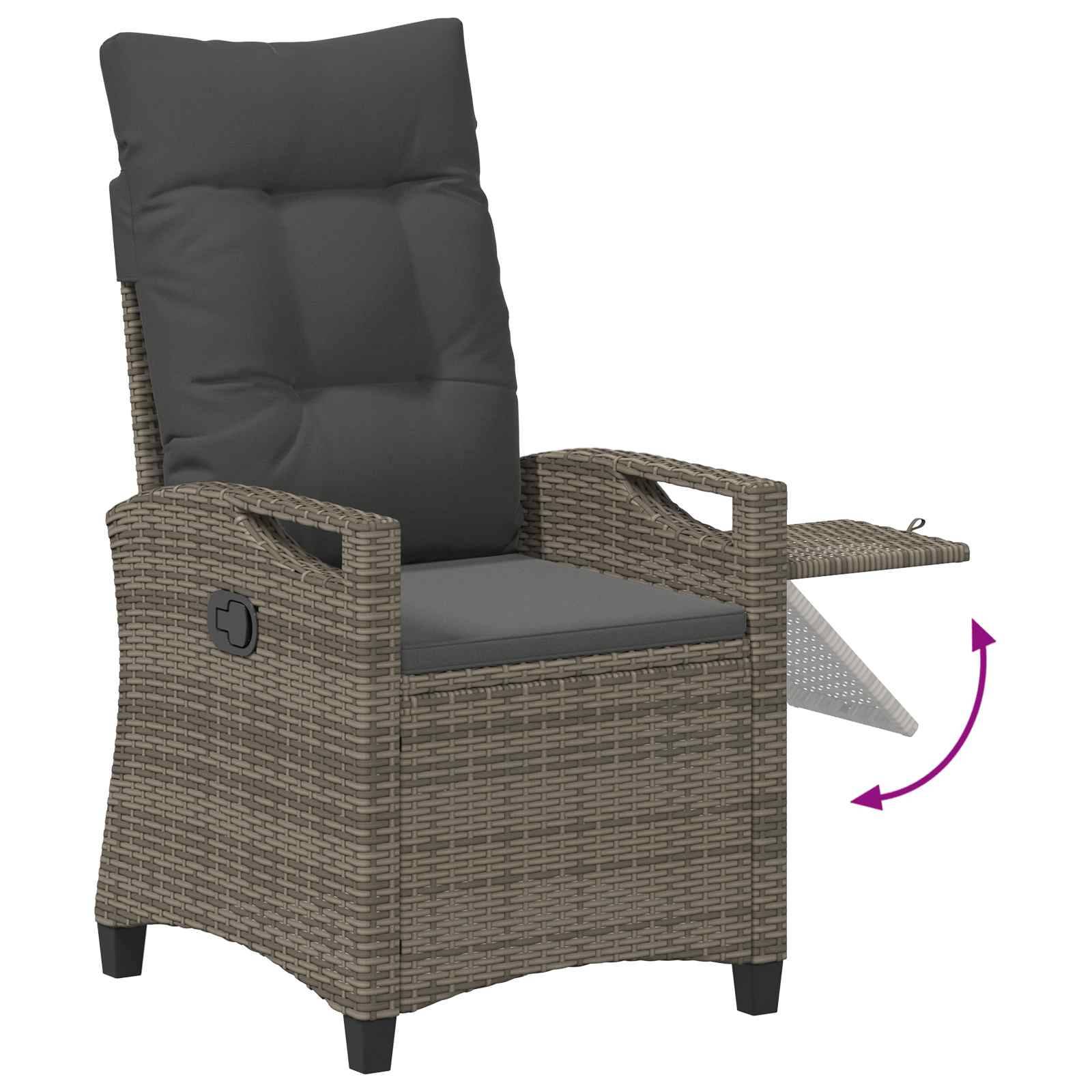 PANGIVO - Chaise de jardin inclinable polyrotin gris et gris foncé 56 x 60 x 112 cm - PANGIVO - Image 8