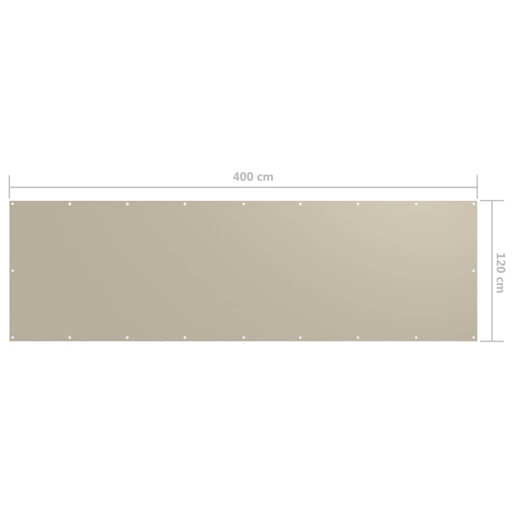 Helloshop26 - Écran de balcon brise pare vue protection confidentialité 120 x 400 cm tissu oxford beige - Image 4