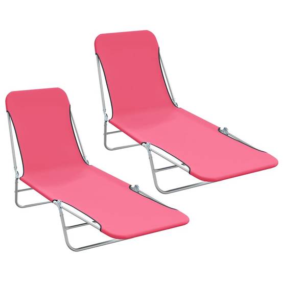 Ensemble 2 Chaises Longues Pliantes Rose – ComfortXL Outdoor Living - Image 1