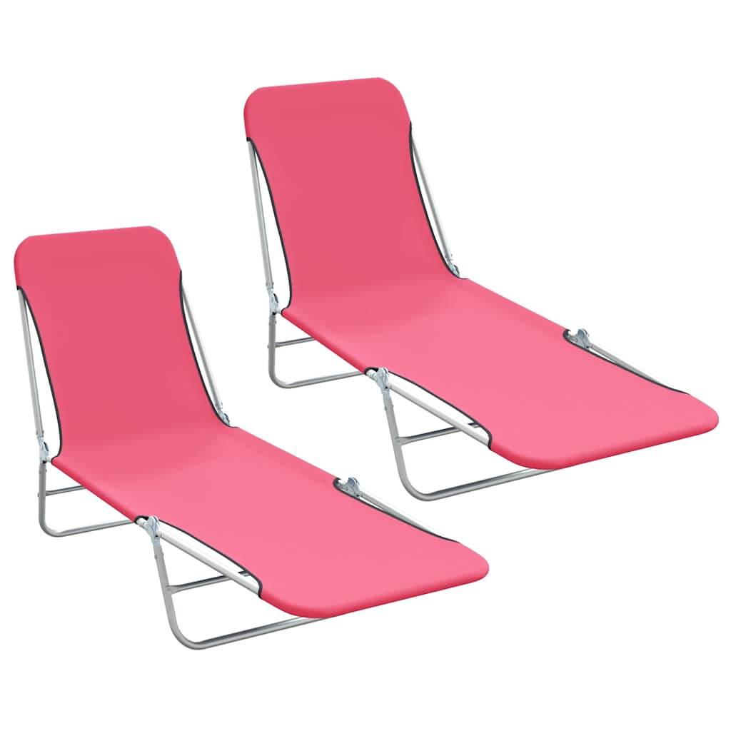 Ensemble 2 Chaises Longues Pliantes Rose – ComfortXL Outdoor Living - Image 1