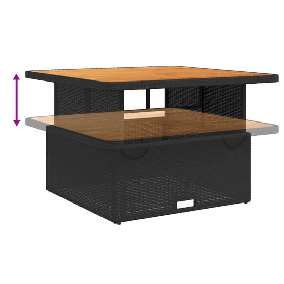 PANGIVO - Table de jardin résine tressée et bois acacia noir 110 x 110 x 71 cm - PANGIVO - Image 4