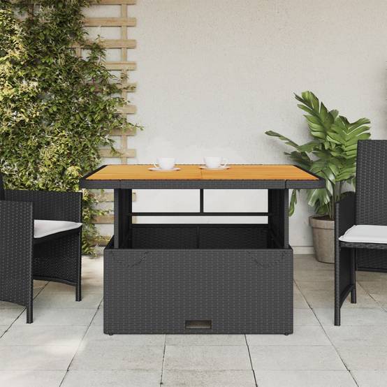 PANGIVO - Table de jardin résine tressée et bois acacia noir 110 x 110 x 71 cm - PANGIVO - Image 3