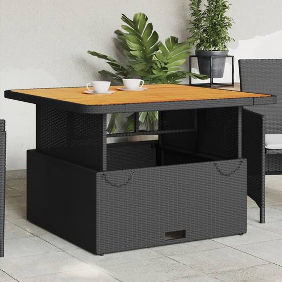 PANGIVO - Table de jardin résine tressée et bois acacia noir 110 x 110 x 71 cm - PANGIVO - Image 1