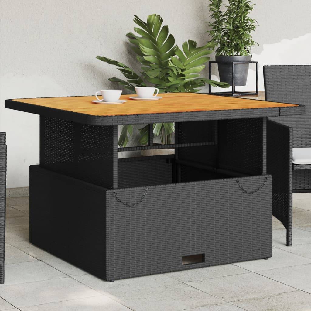 PANGIVO - Table de jardin résine tressée et bois acacia noir 110 x 110 x 71 cm - PANGIVO - Image 1