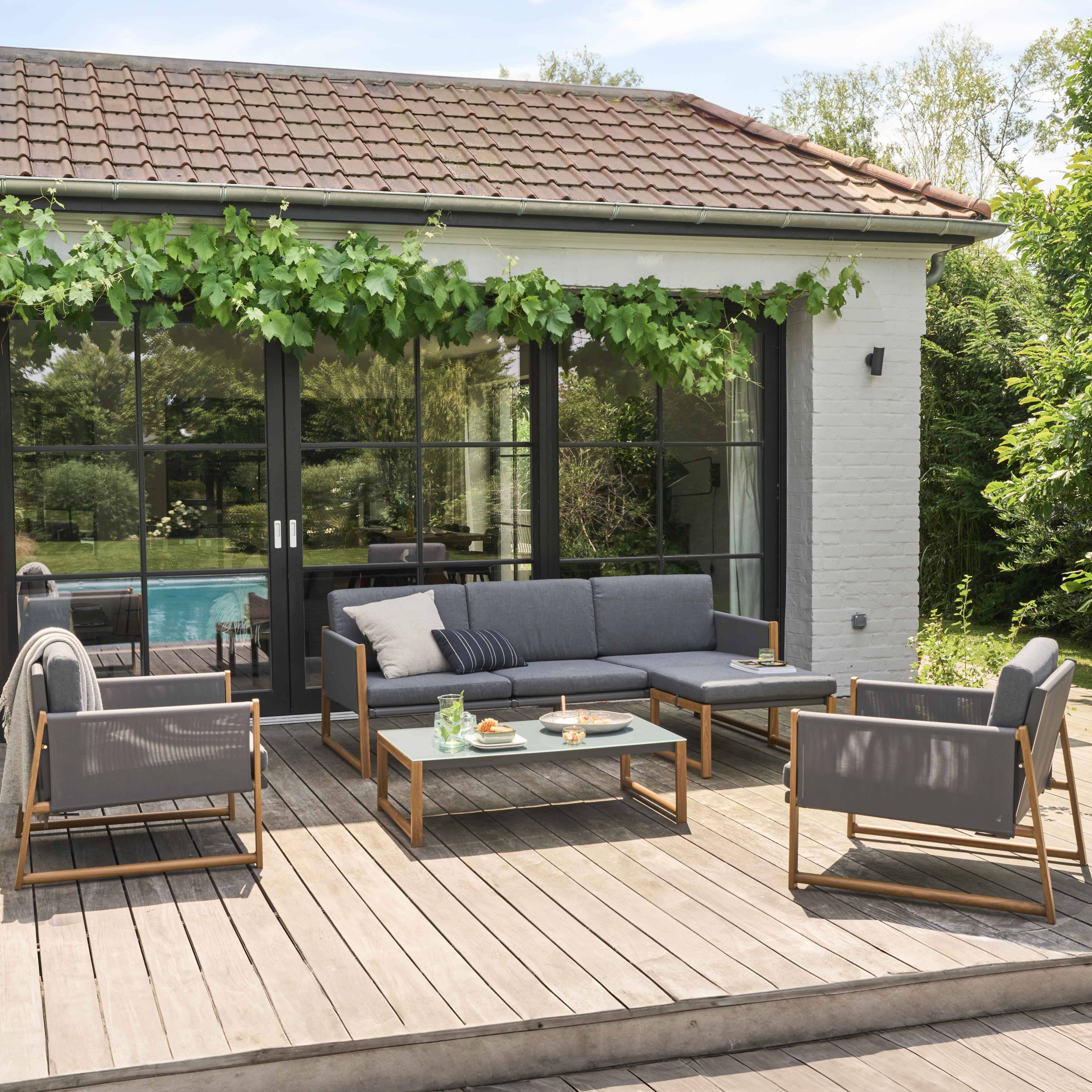 Oviala - Salon de jardin 5 places en aluminium gris Nacala - Oviala - Image 2