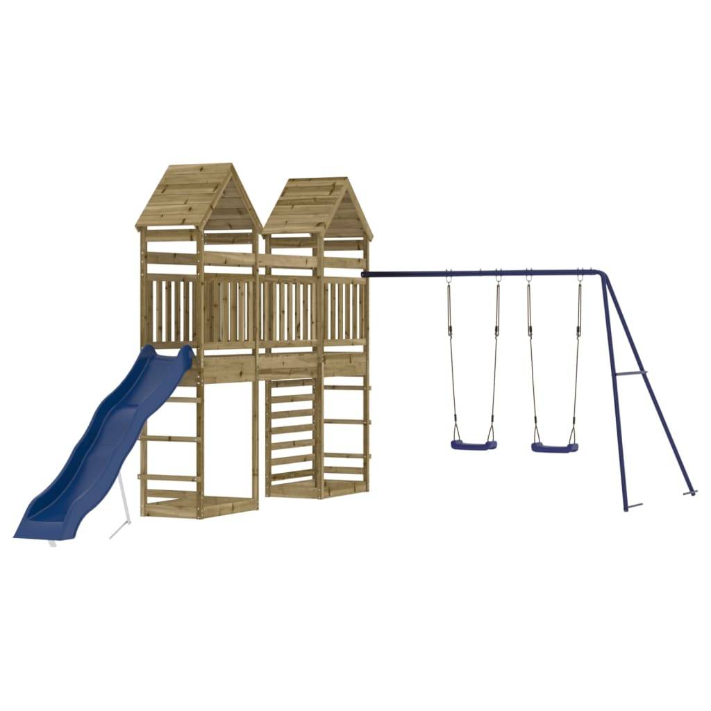 Helloshop26 - Aire de jeux d'extérieur balançoires toboggan portiques robuste jeux jardin 315 x 547 x 264 cm bois de pin imprégné - Image 2