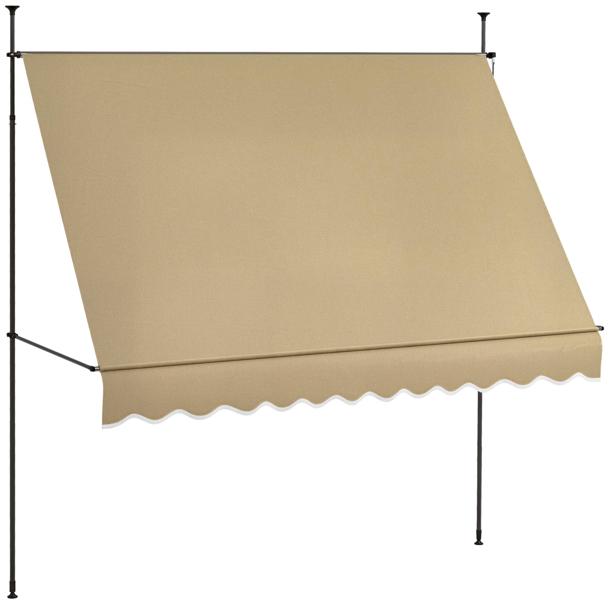 Store banne rétractable manuel à manivelle 300 x 120 x 210-300 cm, hauteur réglable, imperméable et anti-UV, beige