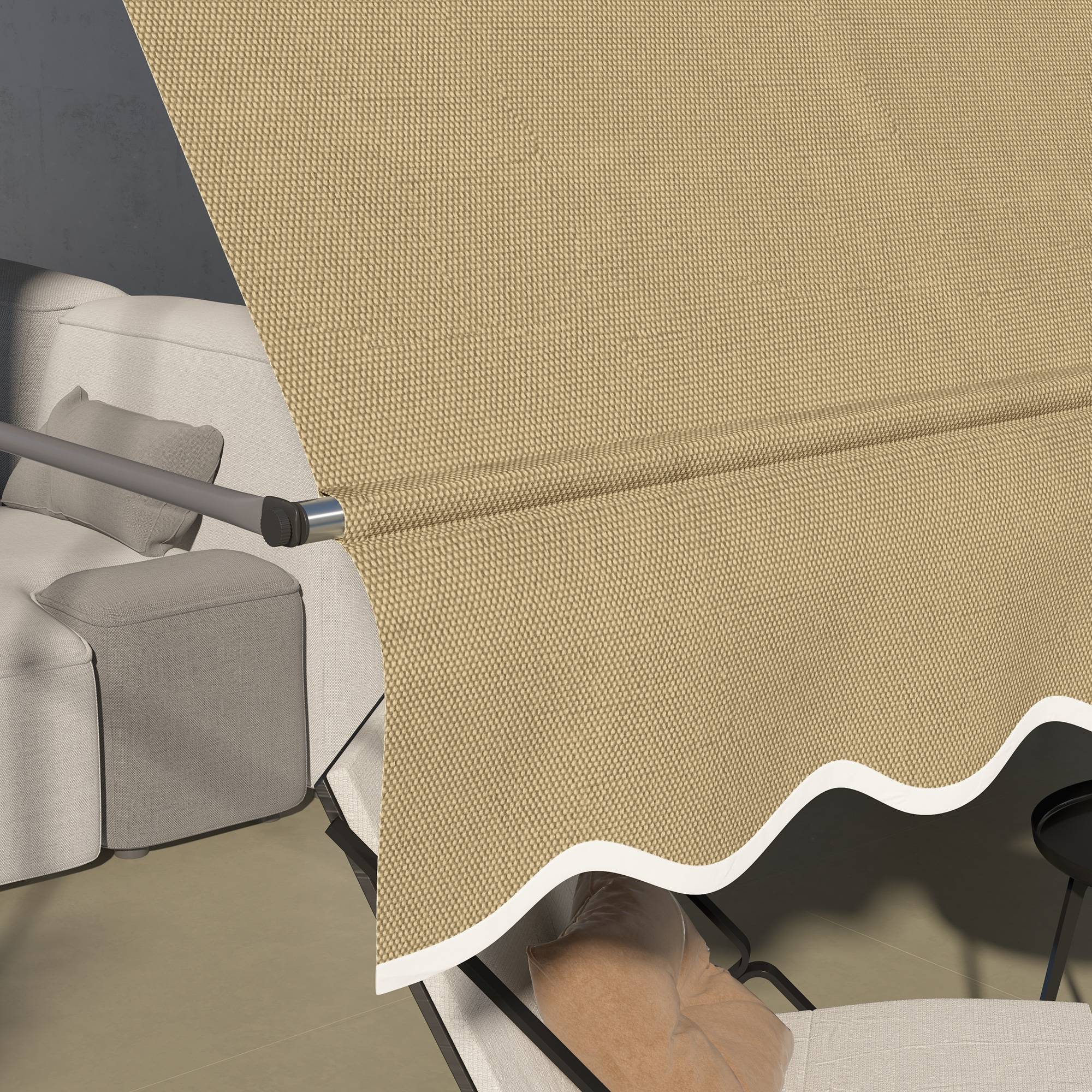 Store banne rétractable manuel à manivelle 300 x 120 x 210-300 cm, hauteur réglable, imperméable et anti-UV, beige - Image 10