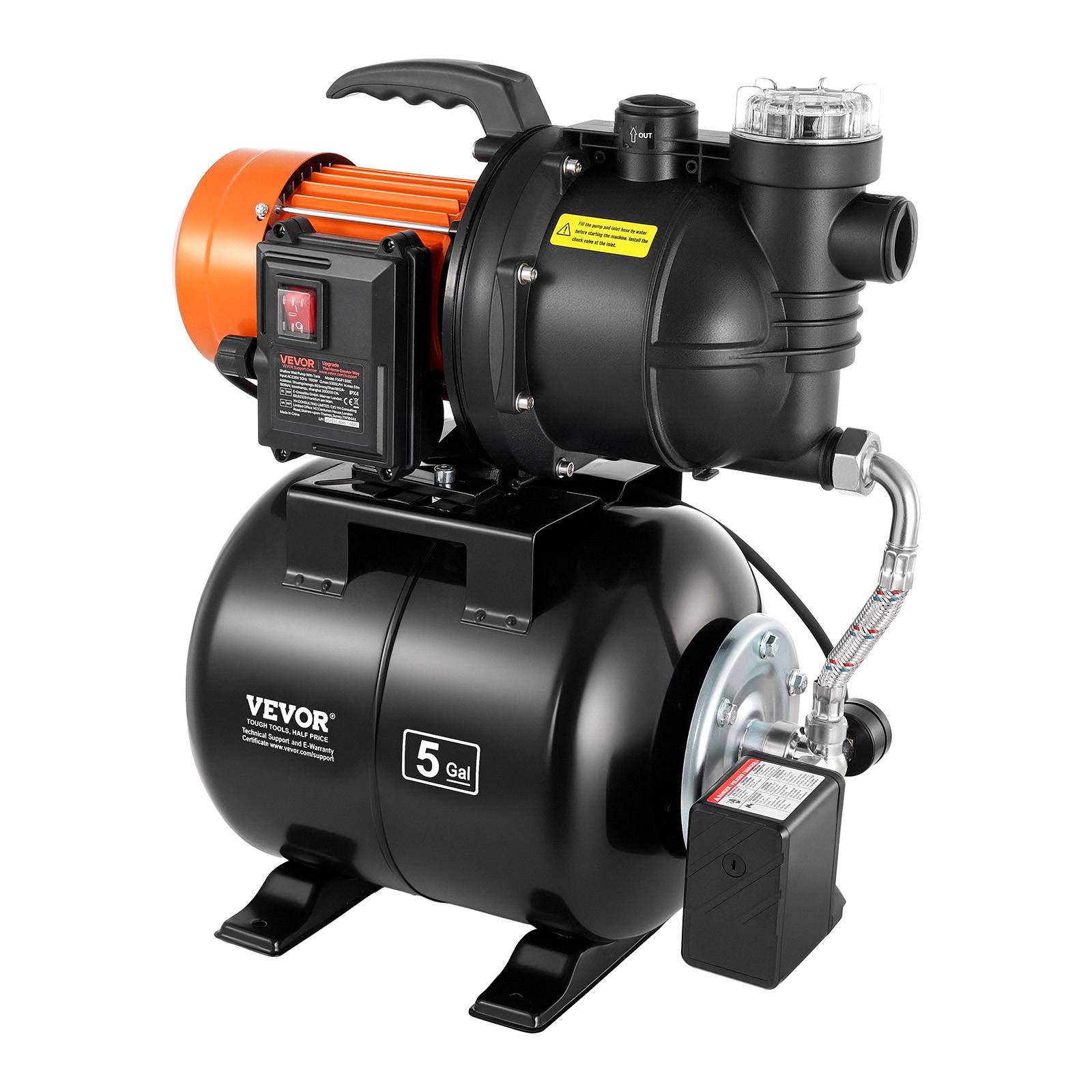 Vevor - VEVOR Groupe de Surpression Pompe Réservoir de Pression 19 L 1100 W avec Filtre